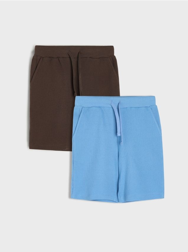 Sinsay - Pantaloni scurți din jerseu 2 pack - verde-maroniu