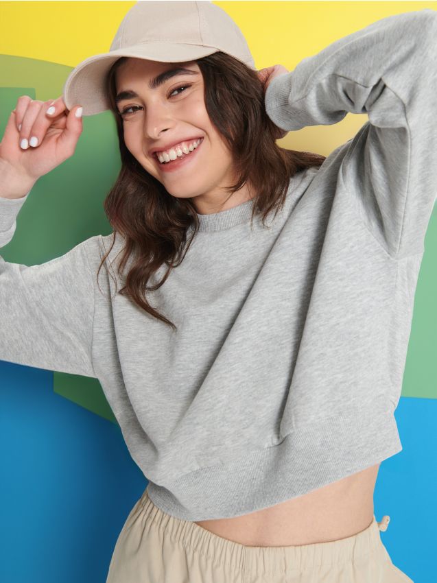 Sinsay - Bluza ze ściągaczami - szary