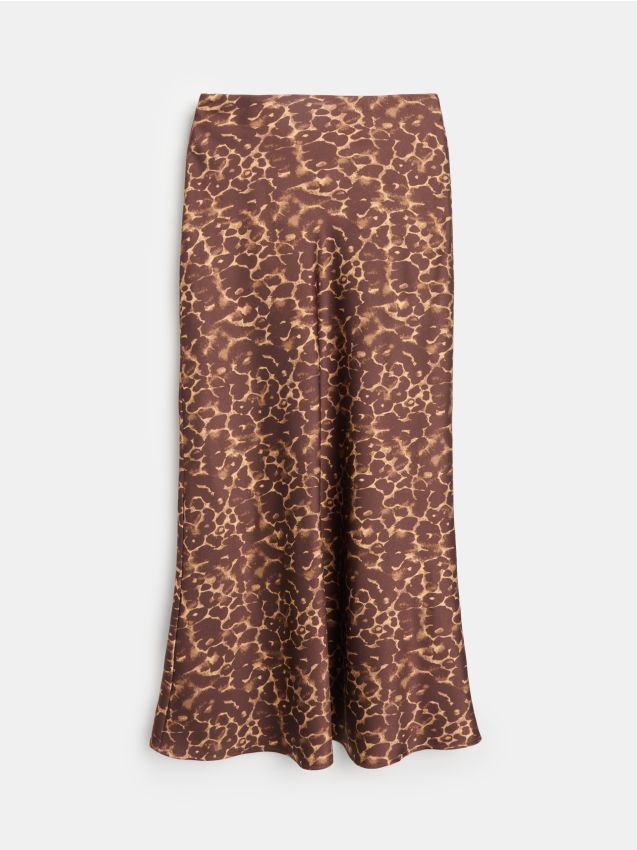 Sinsay Sinsay - Σατέν midi φούστα - σκουρο καφέ