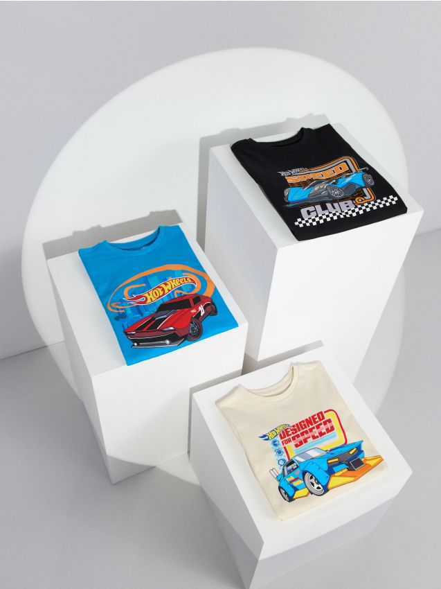 Sinsay - Bawełniana koszulka z długimi rękawami Hot Wheels - wielobarwny