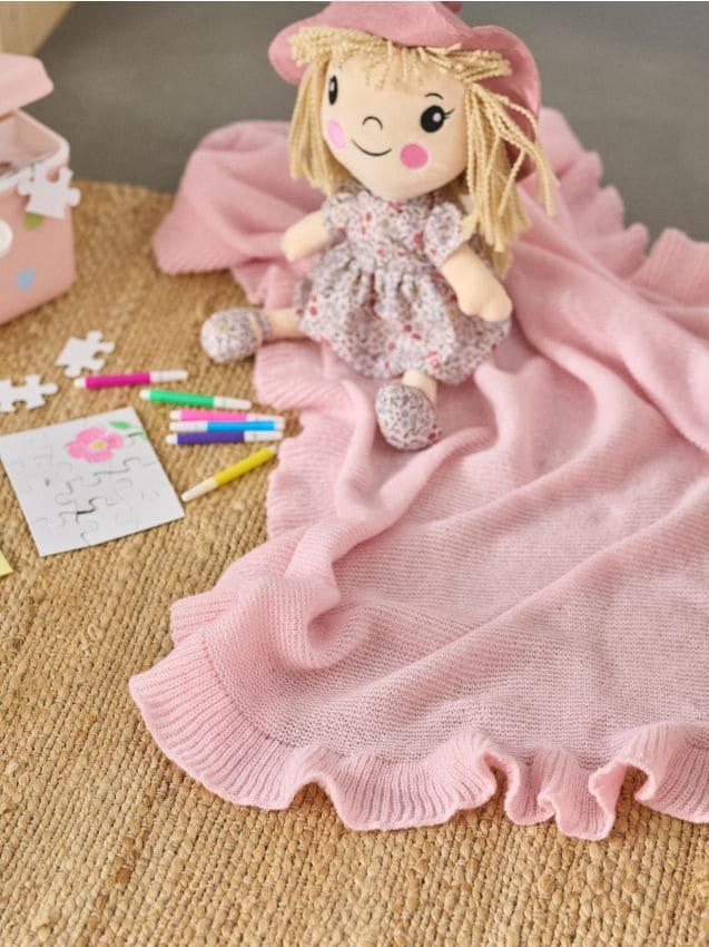 Sinsay - Pătură cu volan - roz-pastel