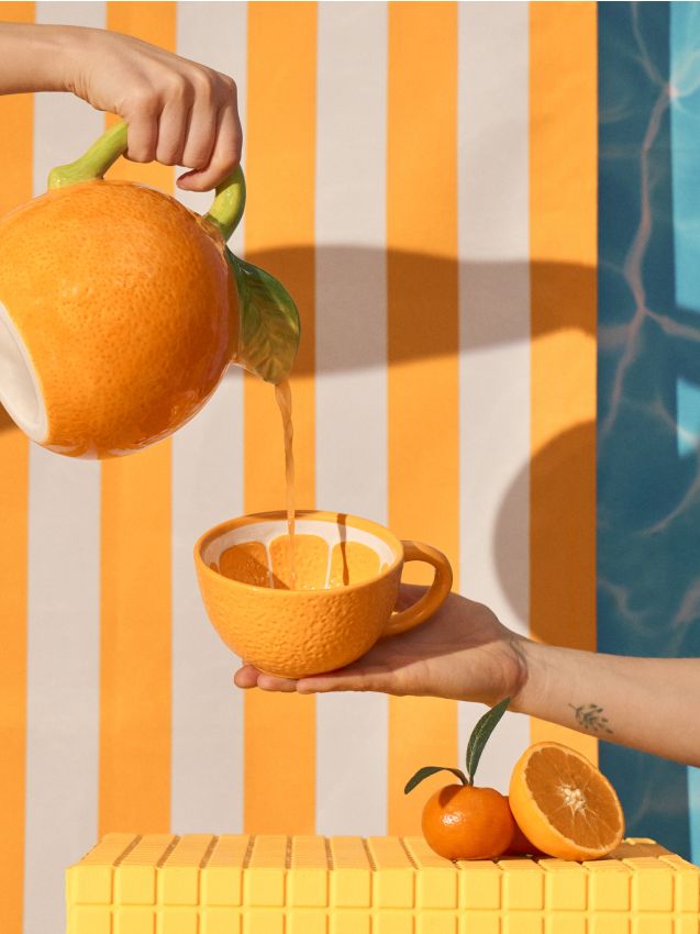 Tazza con motivo arancia - arancione
