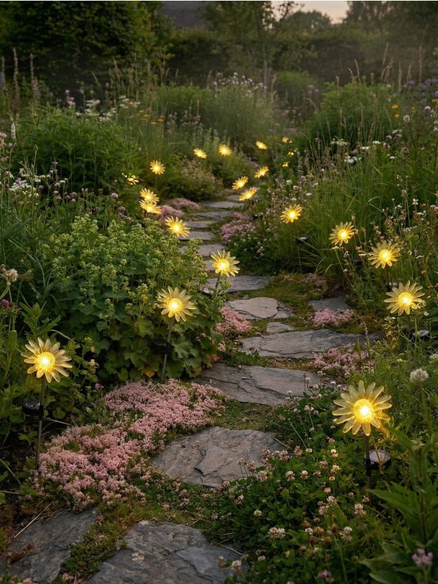 Sinsay - Lumină solară LED în formă de floare - galben