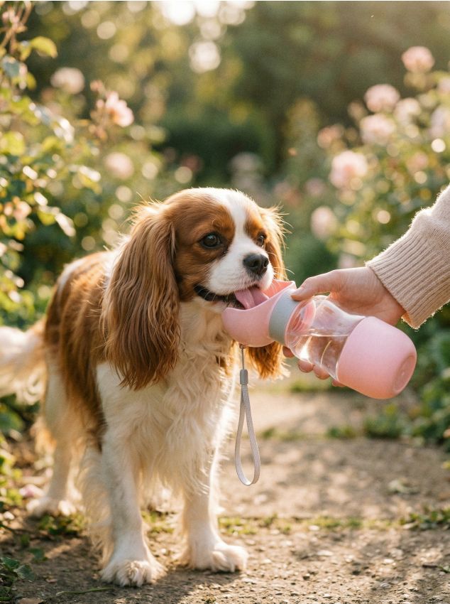 Bottiglia d'acqua per cani - rosa pastello
