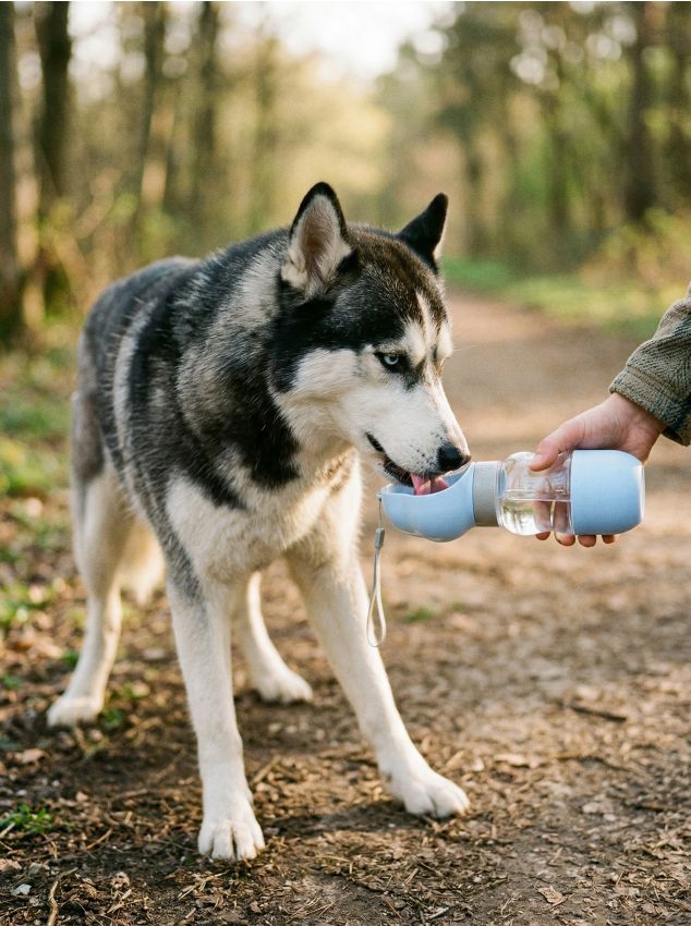 Bottiglia d'acqua per cani - blu pallido