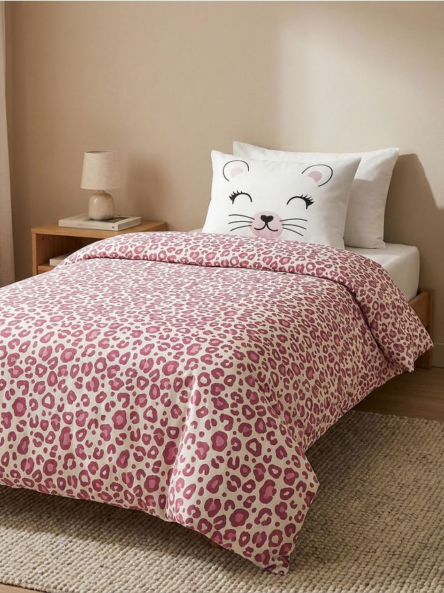 Sinsay - Set de lenjerie de pat din bumbac cu model leopard - roz
