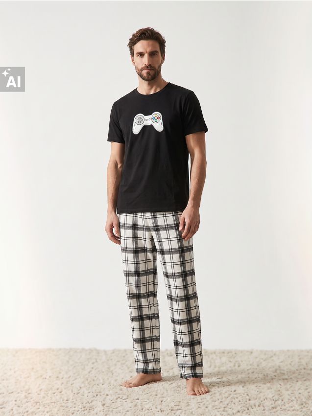 Sinsay - Pamučna pidžama s gaming printom