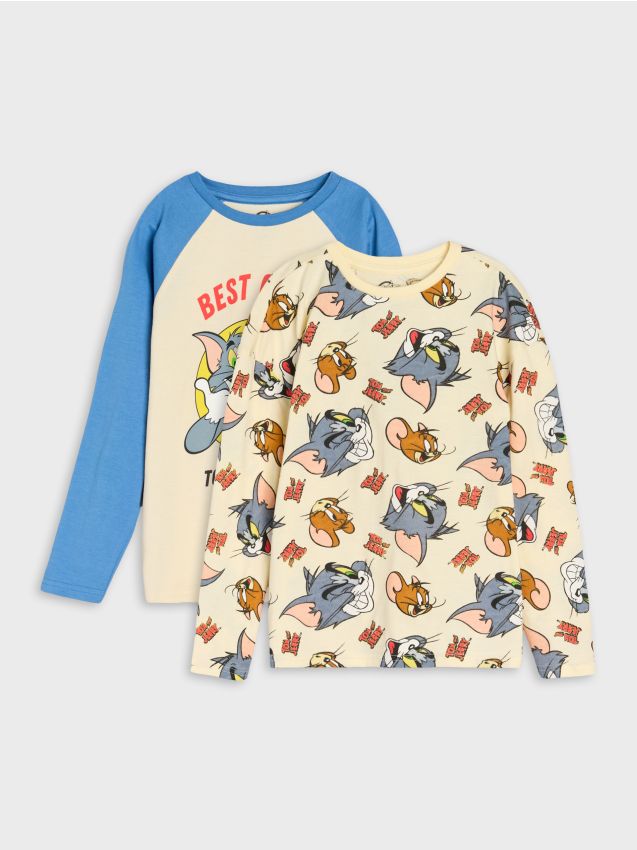 Sinsay - Koszulki z długimi rękawami 2 pack Tom and Jerry - wielobarwny