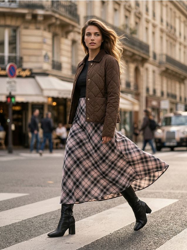 Sinsay - Fustă midi ecosez - multicolor