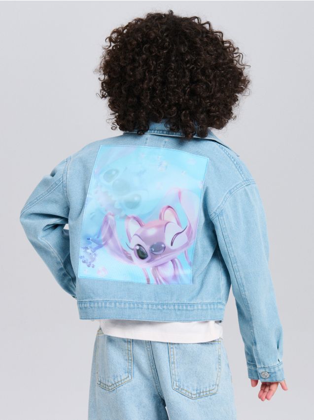 Sinsay - Kurtka katana z nadrukiem na plecach Stitch - niebieski