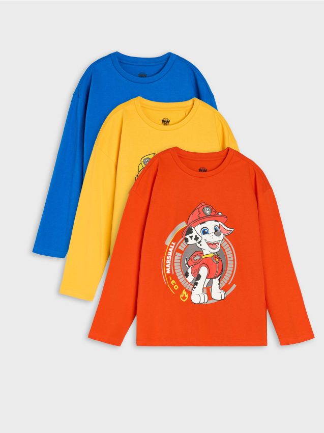 Sinsay - Bavlnené tričko s dlhými rukávmi Paw Patrol 3 pack - viacfarebná