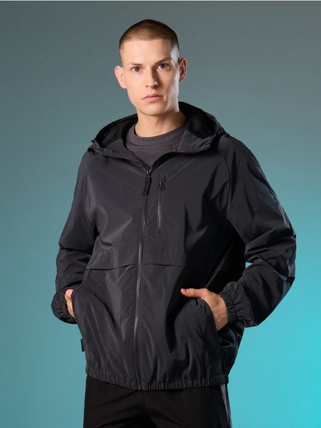 Sinsay - Jachetă tehnică tip windbreaker cu glugă - gri-neutru