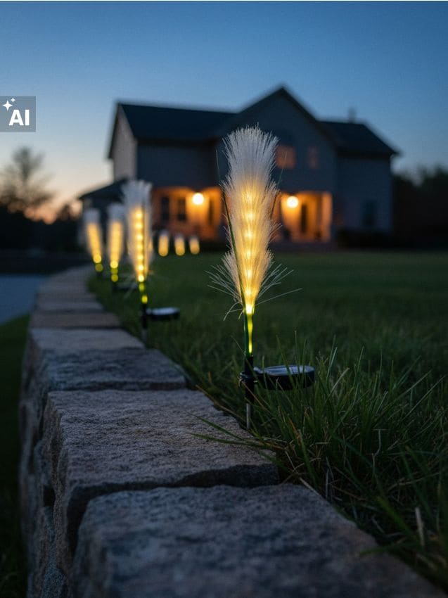 Sinsay - Lumină LED solară în formă de iarbă pampas - alb