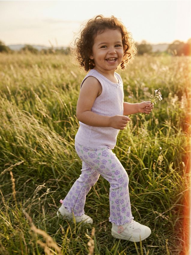 Sinsay - Legginsy flare z motywem kwiatowym - fioletowy