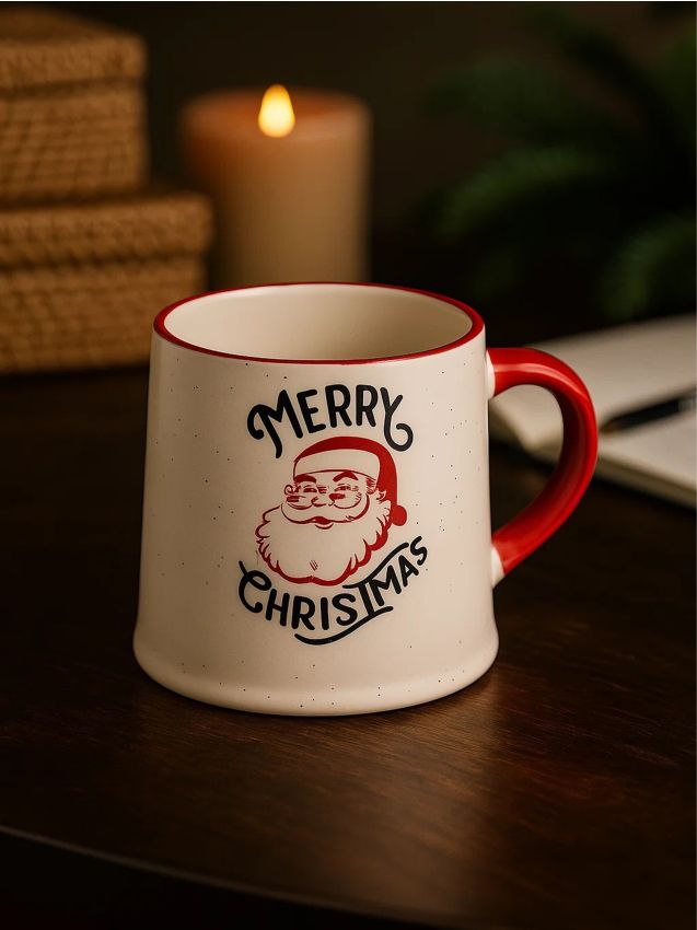 Sinsay - Vianočný hrnček s motívom Santa Clausa - červená