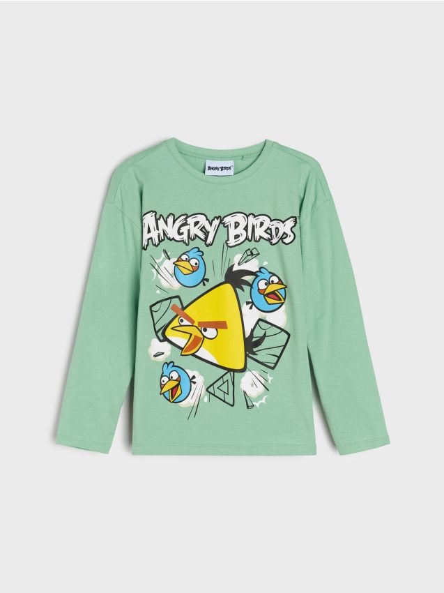 Sinsay - Tričko s dlhými rukávmi Angry Birds - svetlozelená