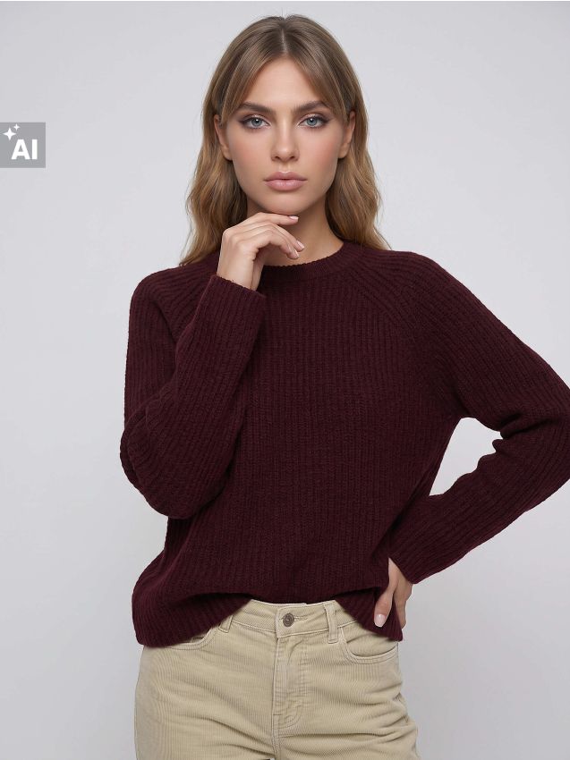 Sinsay - Pulover cu adaos de lână - bordo