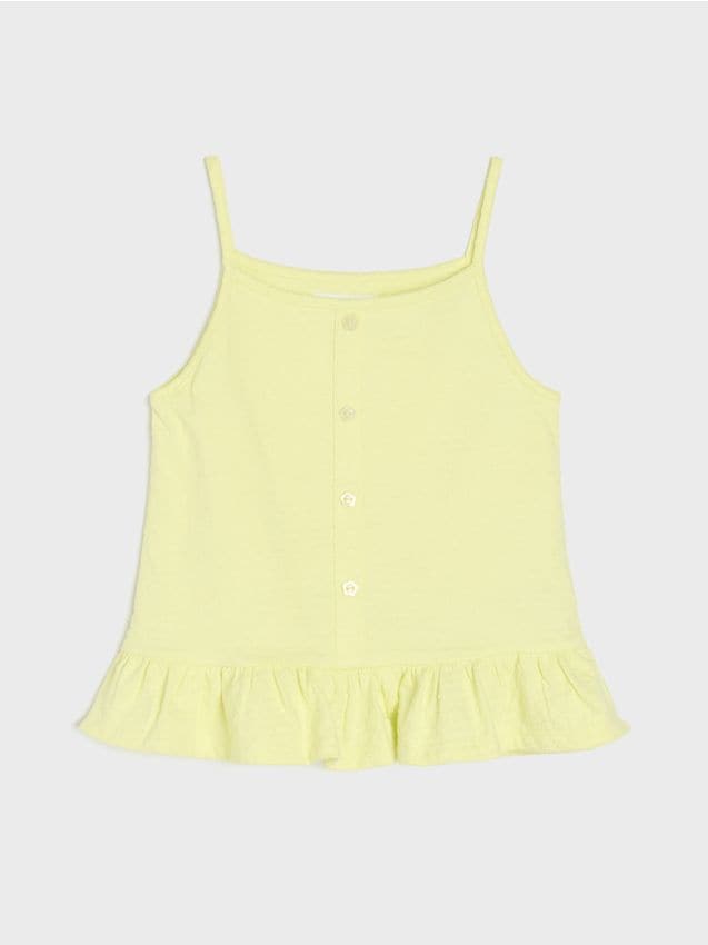 Sinsay - Bluză din bumbac cu bretele cu nasturi decorativi și volan - galben