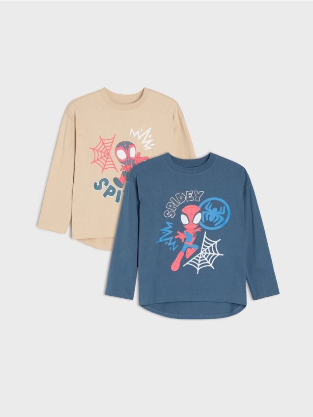 Sinsay - Tricou din bumbac loose cu mânecă lungă și imprimeu Spider-Man 2 pack - multicolor
