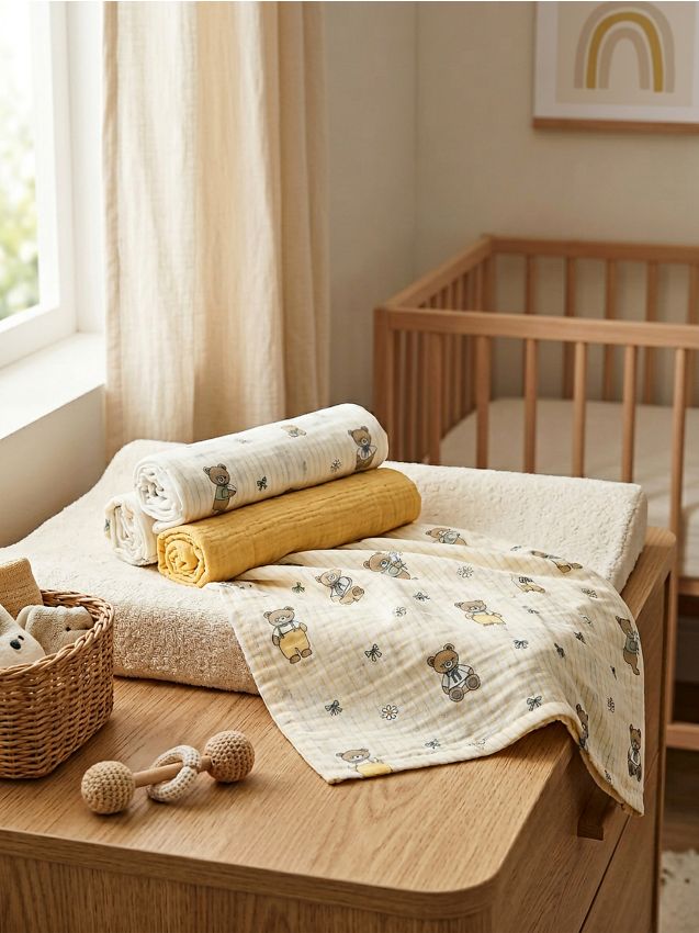 Sinsay - Scutece cu motiv ursuleți și fundițe 3 pack - crem