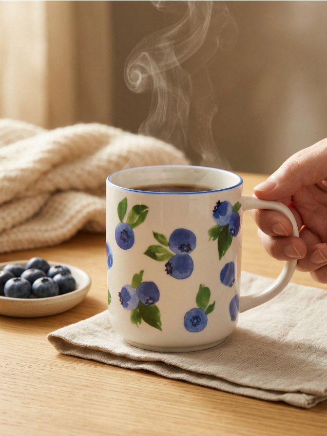 Sinsay - Cană ceramică cu motiv de afine - multicolor