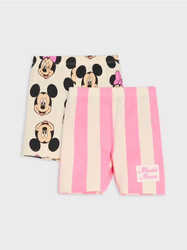 Sinsay - Pantaloni scurți tip colant din bumbac cu imprimeu 2 pack Minnie Mouse - crem