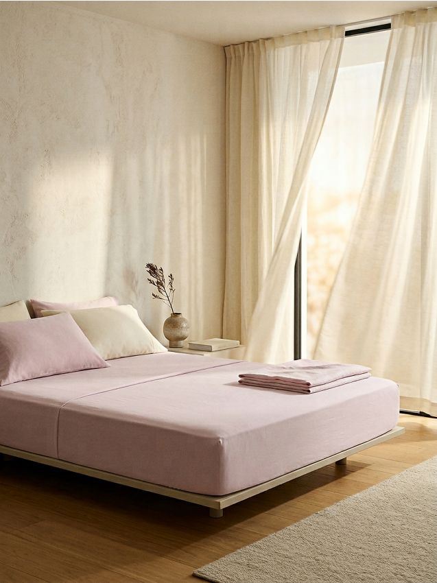 Sinsay - Cearșaf din bumbac, cu elastic - roz-pastel