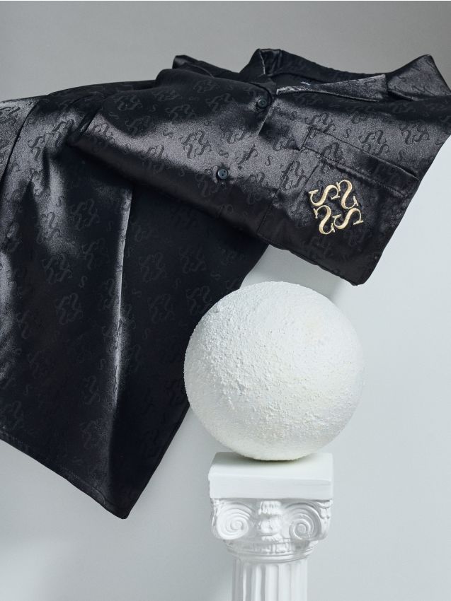 Sinsay - Pijama din două piese cu model - negru