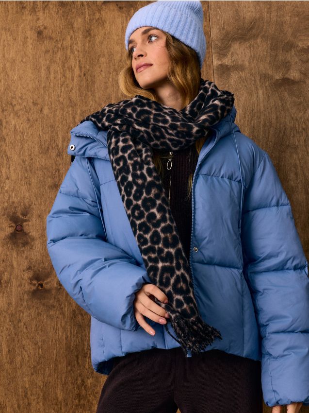 Sinsay - Geacă puffer matlasată cu glugă și șnururi - light blue