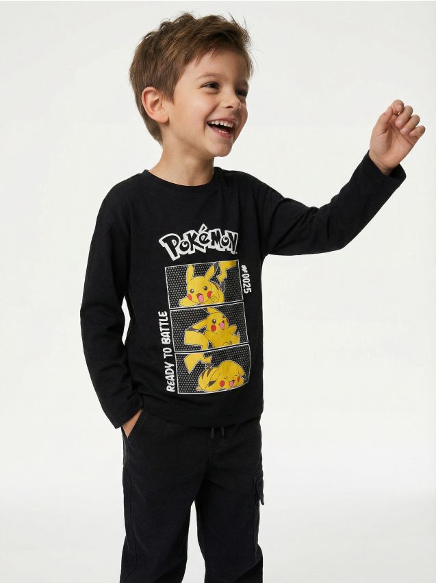 Sinsay - Tricou cu mânecă lungă Pokémon - negru