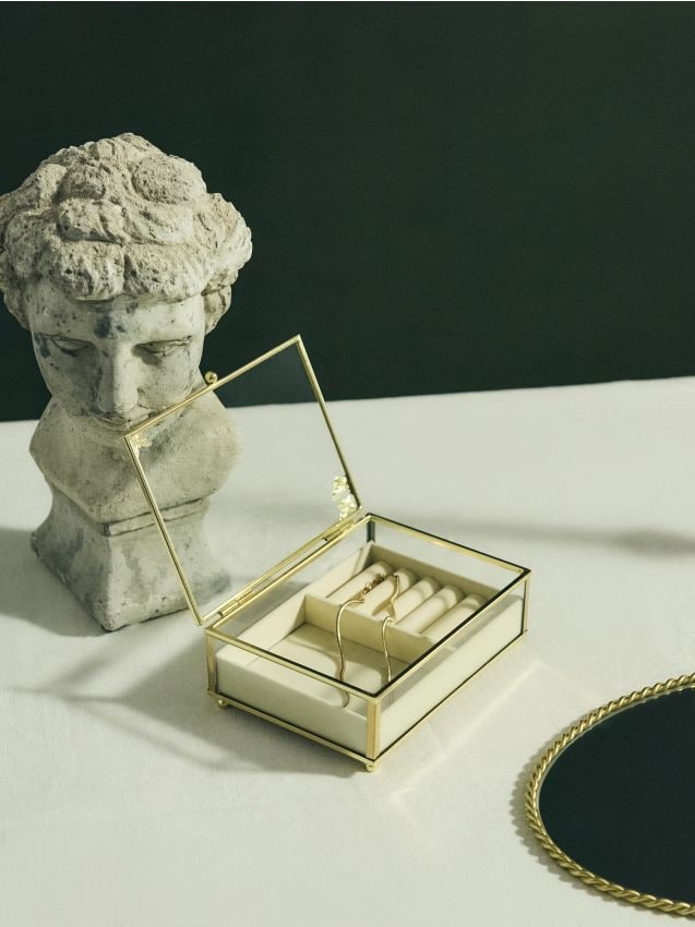 Sinsay - Organizator din sticlă pentru bijuterii cu detalii aurii - nude