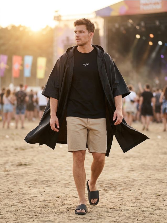 Sinsay - Poncho de ploaie cu husă - negru