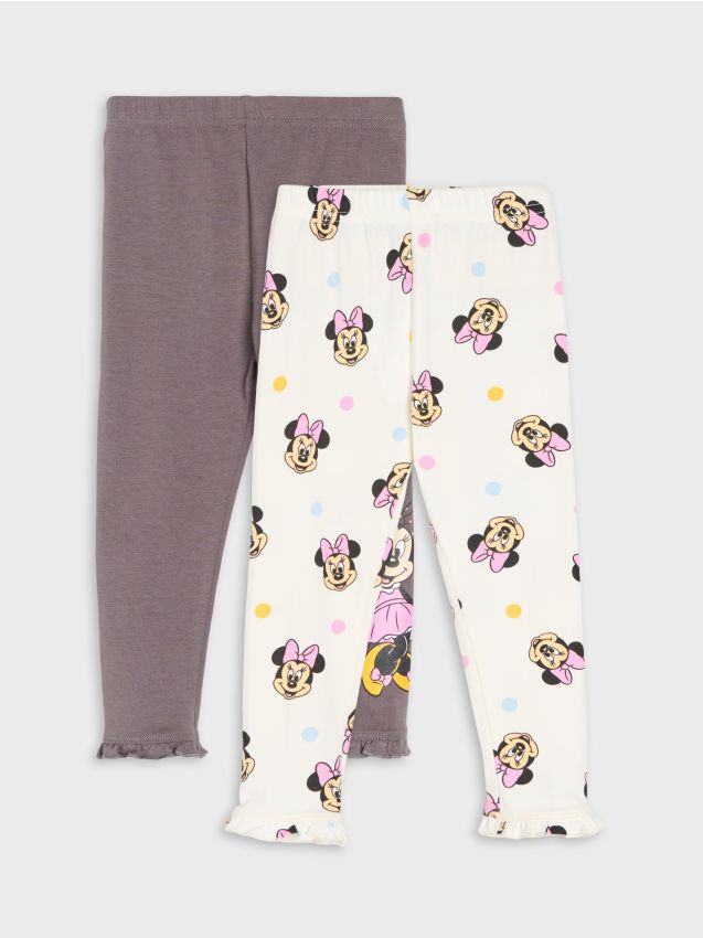 Sinsay - Colanți din bumbac cu terminație cu volan 2 pack Minnie Mouse - negru-antracit
