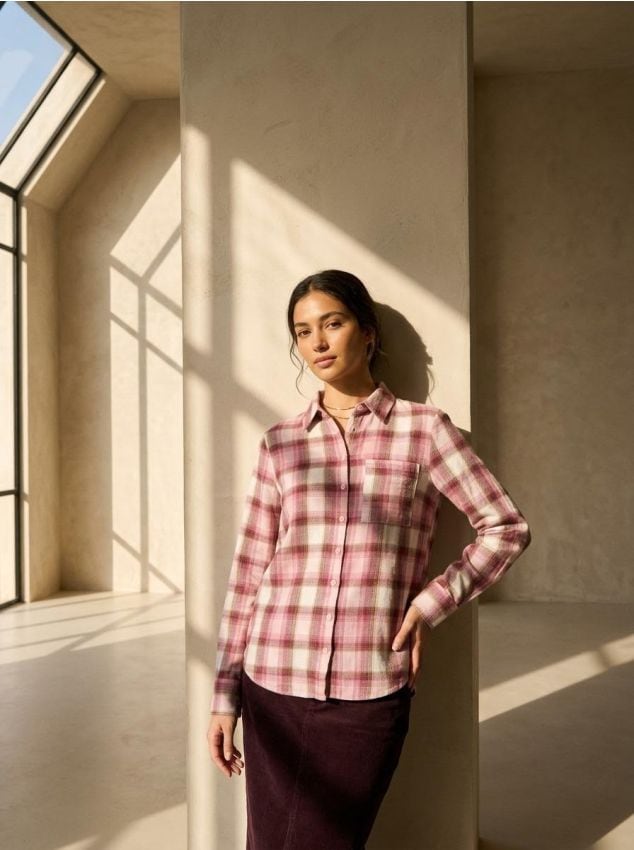 Sinsay - Koszula w kratę z kieszonką - wielobarwny