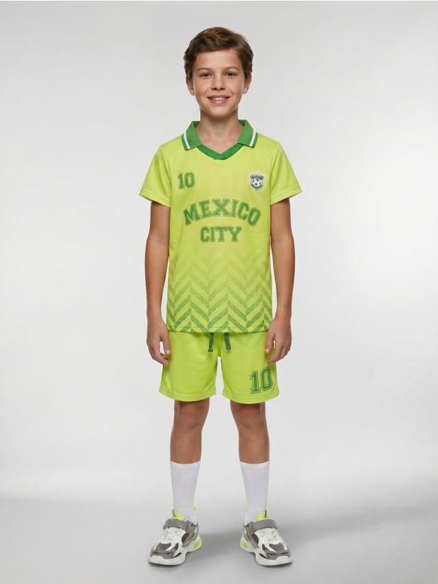 Sinsay - Set sport Active cu uscare rapidă cu imprimeu Mexico City - galben-verzui