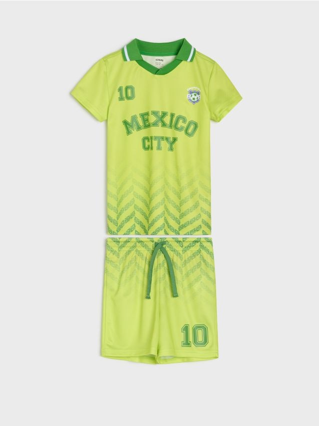 Sinsay - Set sport Active cu uscare rapidă cu imprimeu Mexico City - galben-verzui