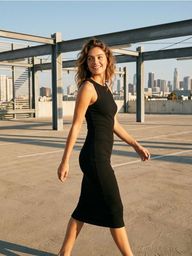 Sinsay - Rochie midi din bumbac, cu model prăfuit, fără mâneci - negru