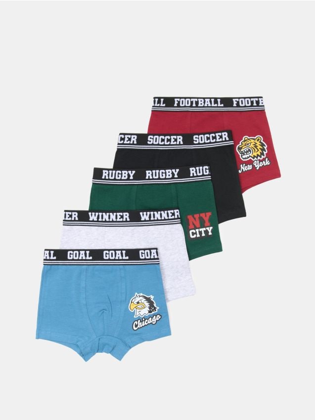 Sinsay - Boxeri din bumbac cu imprimat sportiv – set de 5 bucăți - multicolor
