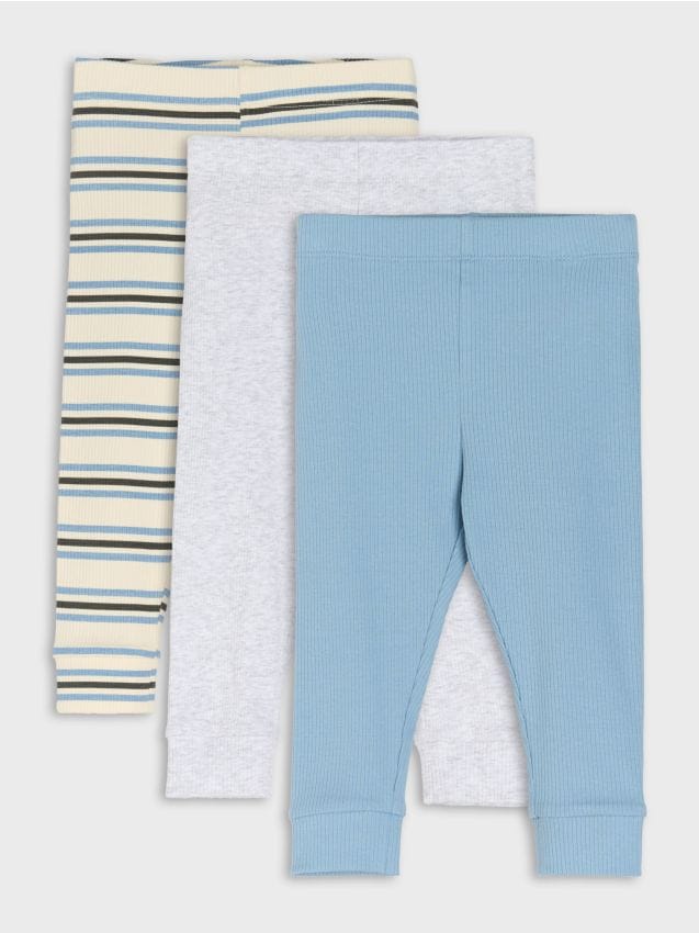 Sinsay - Rebrované legíny 3 pack - sivomodrá