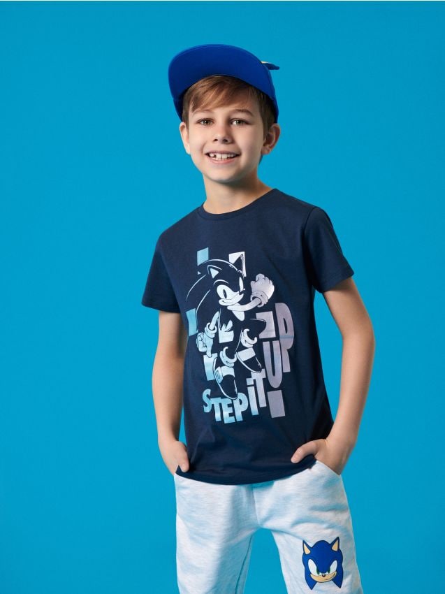 Sinsay - Tricou cu mânecă scurtă Sonic the Hedgehog - bleumarin