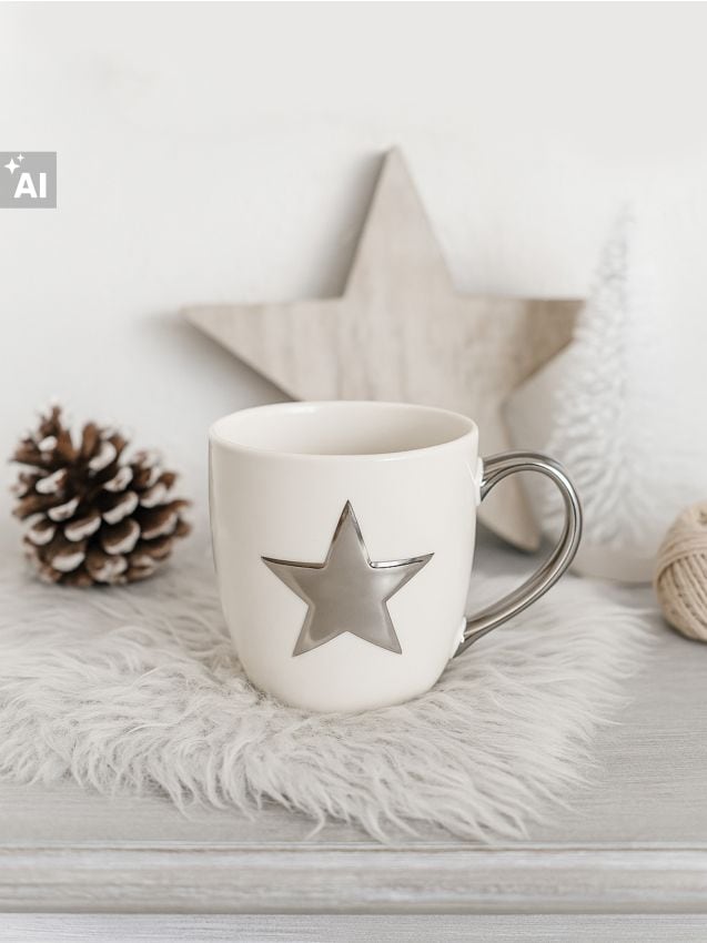 Sinsay - Cană cu motiv stea - alb