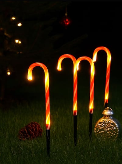 Świąteczne lampki ogrodowe LED w kształcie lasek cukrowych