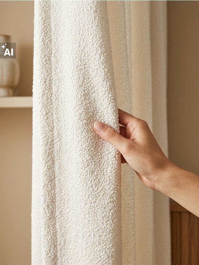 Sinsay - Draperie cu bandă de încrețire cu efect bouclé - crem