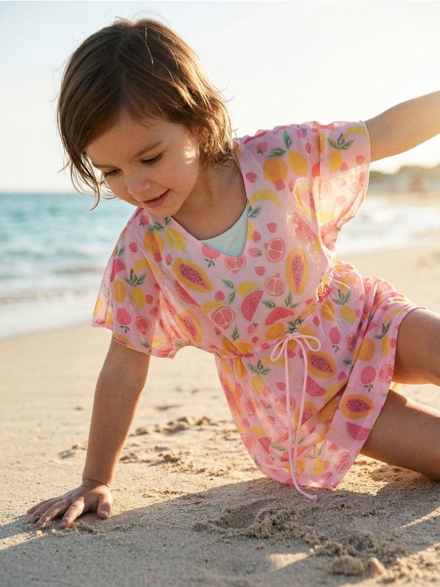 Sinsay - Poncho de plajă cu legare cu imprimeu fructe - multicolor