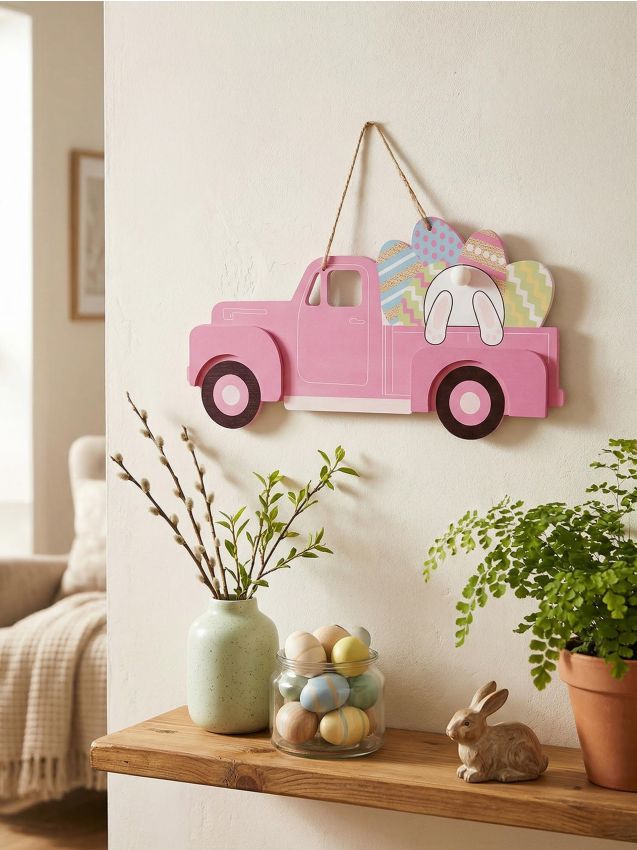 Sinsay - Decorațiune de perete de Paște în formă de camion cu ouă și iepuraș - multicolor