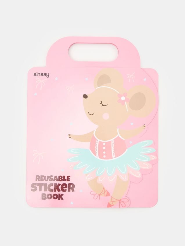 Sinsay - Cărticică cu stickere reutilizabile cu motiv de șoricică balerină - roz