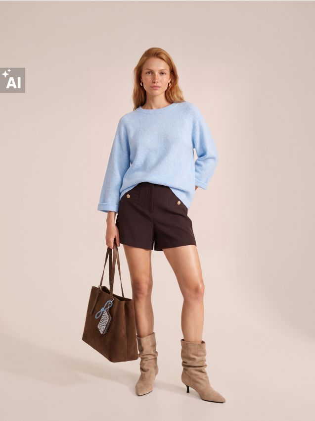 Sinsay - Bluză tip pulover cu mâneci 3/4 - albastru-pal