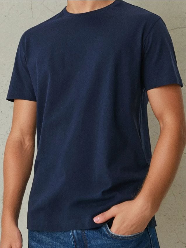 Sinsay - MEN`S T-SHIRT - blu scuro