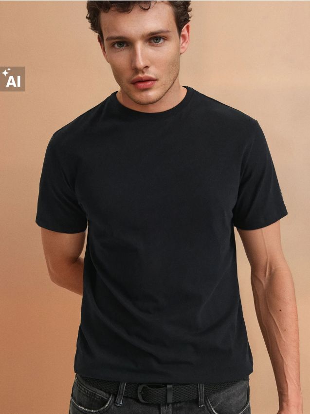 Sinsay - MEN`S T-SHIRT - melns