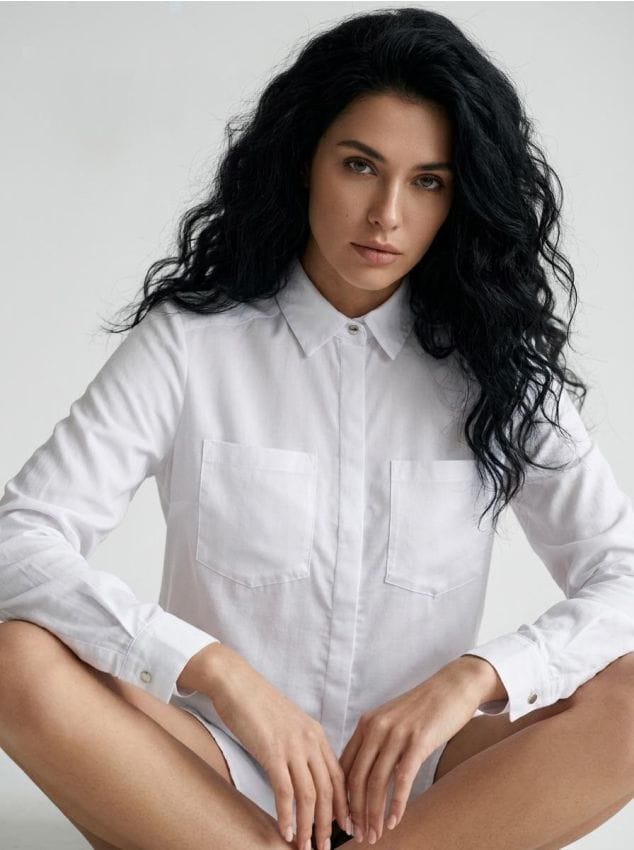 Sinsay - Wiskozowa koszula z kieszeniami - biały